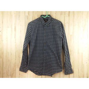 American Eagle Button Shirt Men' M Medium Classic Fit Blue Plaid Long Sleeve